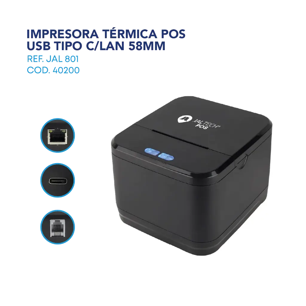[JAL 801] Impresora Térmica POS USB Tipo C/LAN 58MM
