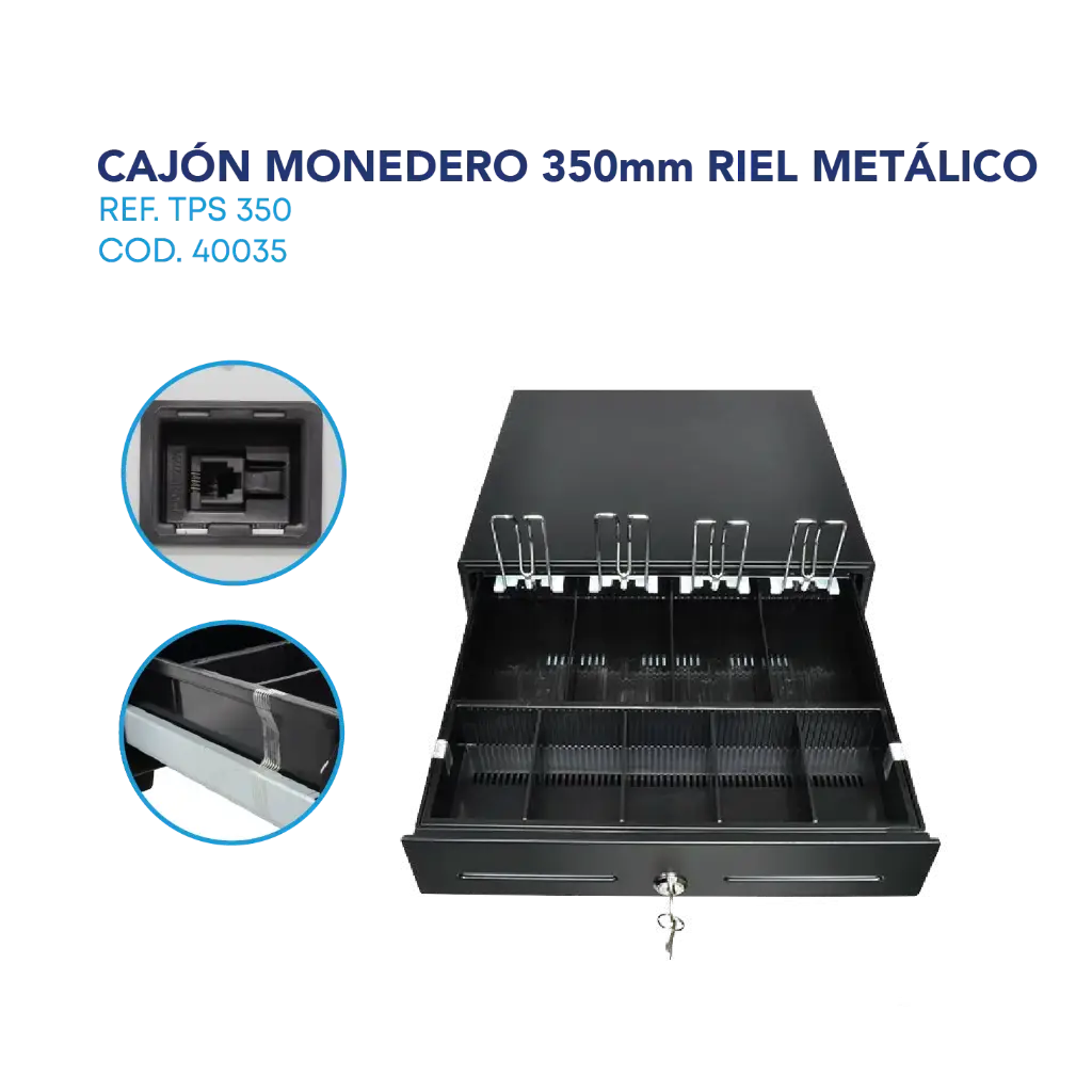 [TPS 350] Cajón Monedero 350MM Riel Metálico